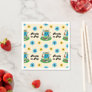 Serviette En Papier Moderne Groovy Daisy Bleue Jaune Elle est prête à