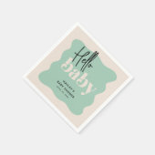 Serviette En Papier Moderne Hello Baby Mint & Baby shower de crème (Coin)