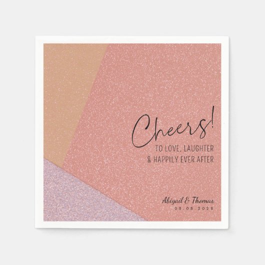 Serviette En Papier Moderne Heureux jamais après Mariage Gras Géométri (Devant)