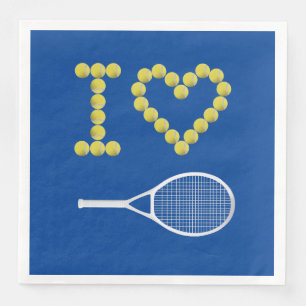 Serviette En Papier Moderne I Love Tennis Court Blue