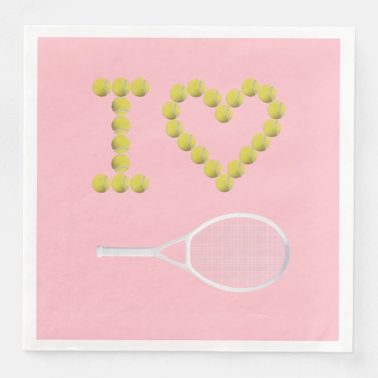 Serviette En Papier Moderne I Love Tennis Rose (Devant)