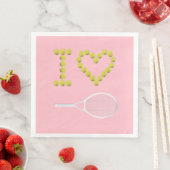 Serviette En Papier Moderne I Love Tennis Rose (En situation)