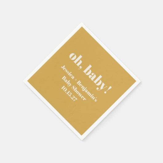 Serviette En Papier Moderne Jolie Jaune Poussiéreux Baby Shower Nom Pe (Coin)