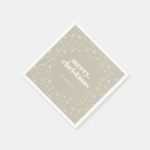 Serviette En Papier Moderne Joyeux Noël Beige Snowflake Motif (Coin)