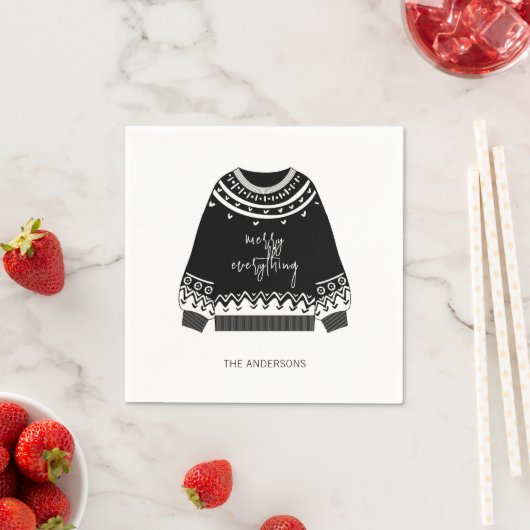 Serviette En Papier Moderne Joyeux Tout Jeu de Noël (En situation)