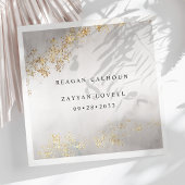 Serviette En Papier Moderne Luxe Gold Flecks Gris Aquarelle Mariage