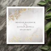Serviette En Papier Moderne Luxe Gold Flecks Gris Aquarelle Mariage