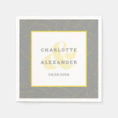 Serviette En Papier Moderne Mariage gris jaune tendance mariée & chamb (Devant)