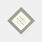 Serviette En Papier Moderne Mariage gris jaune tendance mariée & chamb (Coin)