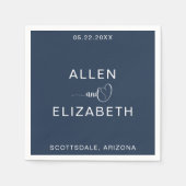Serviette En Papier Moderne Marine Bleu élégant Mariage personnalisé (Devant)