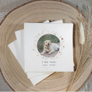 Serviette En Papier Moderne Mignon Je Dis Oui Photo De Mariage D'anima