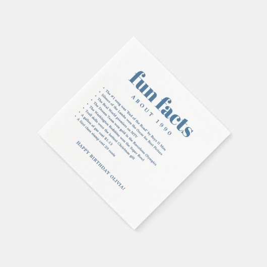 Serviette En Papier Moderne Minimal Fun Facts Anniversaire Année (Coin)