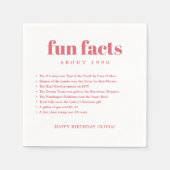 Serviette En Papier Moderne Minimal Fun Facts Anniversaire Année (Devant)