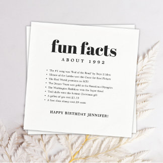 Serviette En Papier Moderne Minimal Fun Facts Anniversaire Année