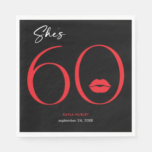 Serviette En Papier Moderne minimal lèvres rouges Elle a soixante ans