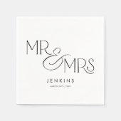 Serviette En Papier Moderne Minimal M. et Mme Mariage (Devant)
