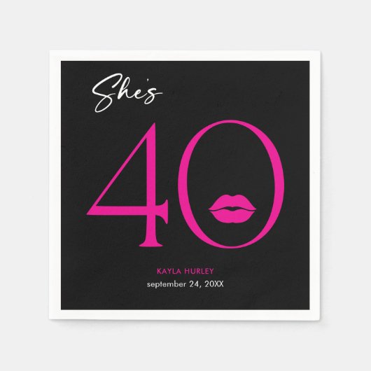 Serviette En Papier Moderne minimal rose lèvres Elle a quarante ans (Devant)