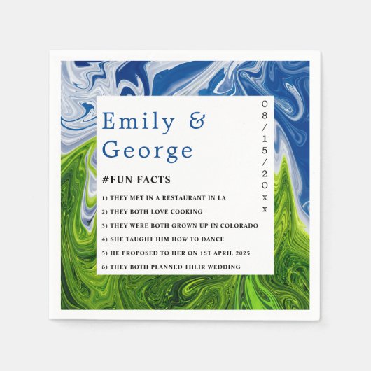 Serviette En Papier Moderne minimal Vert Bleu Nature Mariage Abstrait (Devant)