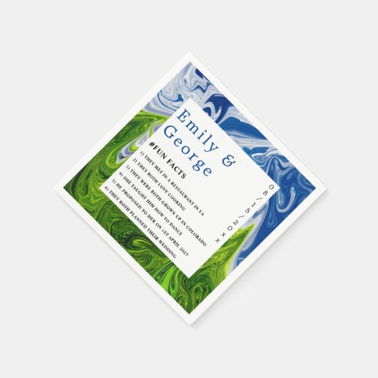 Serviette En Papier Moderne minimal Vert Bleu Nature Mariage Abstrait (Coin)