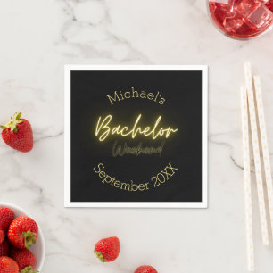 Serviette En Papier Moderne minimaliste Black and Gold Bachelor Party
