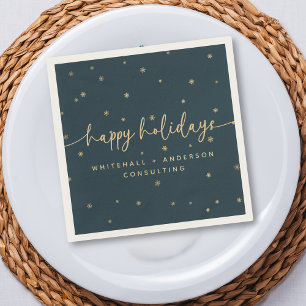 Serviette En Papier Moderne minimaliste Happy Holidays Nom d'entrepris