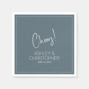 Serviette En Papier Moderne minimaliste Mariage bleu fumée