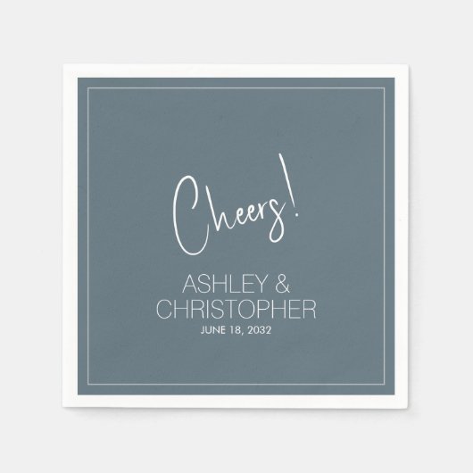 Serviette En Papier Moderne minimaliste Mariage bleu fumée (Devant)