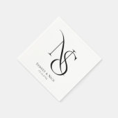 Serviette En Papier Moderne Minimaliste | Monogramme de mariage (Coin)