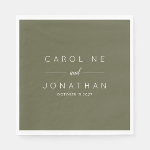 Serviette En Papier Moderne minimaliste Moss Green Mariage personnalis