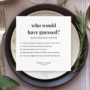 Serviette En Papier Moderne minimaliste Script Fun Faits Mariage