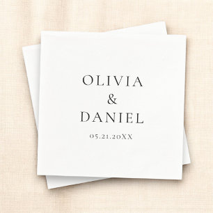 Serviette En Papier Moderne minimaliste simple Mariage blanc