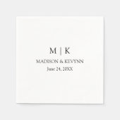 Serviette En Papier Moderne minimaliste simple Mariage Monogramme (Devant)