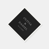 Serviette En Papier Moderne minimaliste simple Mariage noir (Coin)