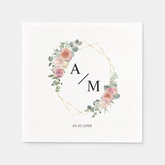 Serviette En Papier Moderne Monogramme élégant Pastel Boho (Devant)