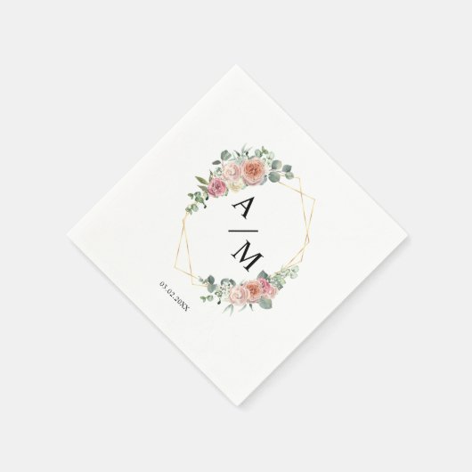 Serviette En Papier Moderne Monogramme élégant Pastel Boho (Coin)
