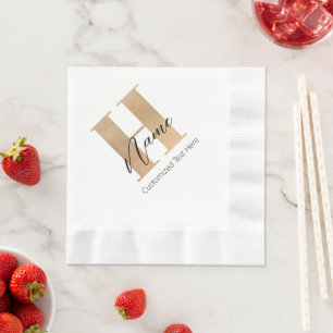 Serviette En Papier Moderne Monogramme Initiale H & Nom Personnalisé