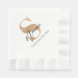 Serviette En Papier Moderne Monogramme Initiale S & Nom Personnalisé