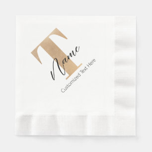 Serviette En Papier Moderne Monogramme Initiale T & Nom Personnalisé