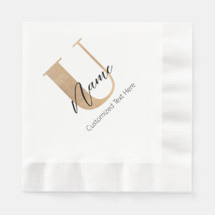 Serviette En Papier Moderne Monogramme Initiale U & Nom Personnalisé
