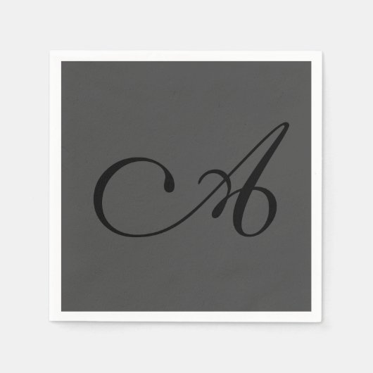 Serviette En Papier Moderne Monogramme Simple Gris Ajoutez Votre Nom I (Devant)