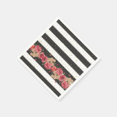Serviette En Papier Moderne noir rayures or faux parties scintillant f (Coin)