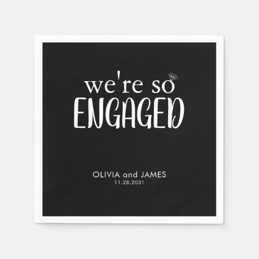 Serviette En Papier Moderne nous sommes tellement engagés Fiançailles  (Devant)