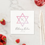 Serviette En Papier Moderne Ombre Aquarelle Star de David Bat mitzvah<br><div class="desc">Un design moderne et doux pour la serviette Bat mitzvah par Stacey Meacham avec des étoiles d'aquarelle à l'ombre et un monogramme initial de trois.</div>
