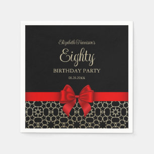 Serviette En Papier Moderne Or Egyptien Géométrique Rouge Ruban 80e An