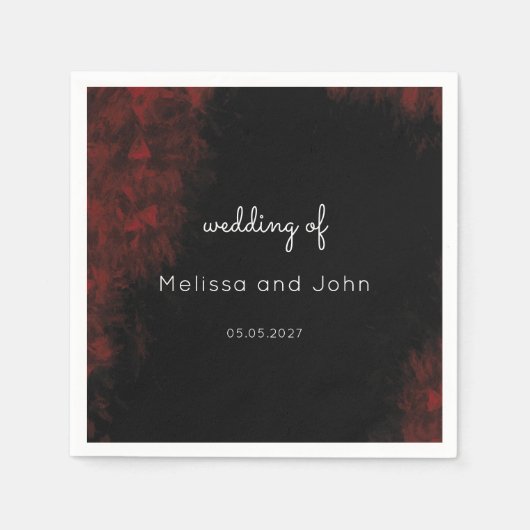 Serviette En Papier Moderne Passionate Red 'n Black Mariage Design (Devant)