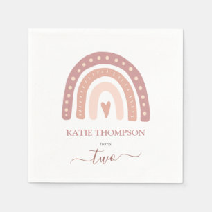 Serviette En Papier Moderne Pastel rose arc-en-ciel Boho deuxième anni