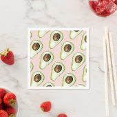 Serviette En Papier Moderne Pastel Rose Et Vert Motif Avocado (En situation)
