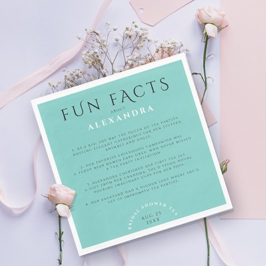 Serviette En Papier Moderne Pastel Turquoise Mint Bride Faits amusants