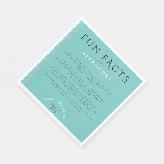 Serviette En Papier Moderne Pastel Turquoise Mint Bride Faits amusants (Coin)