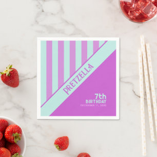 Serviette En Papier Moderne Pastel Turquoise Pink Stripes Napkin